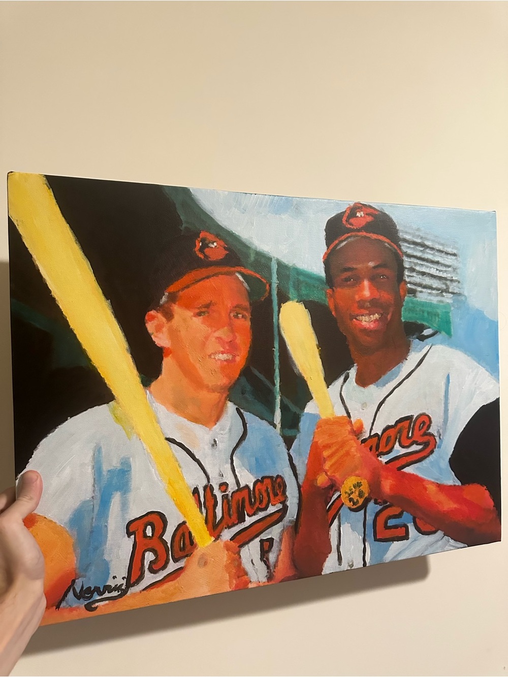 Frank Robinson Brooks Robinson Baltimore orioles Baseball Art Painting 24x18